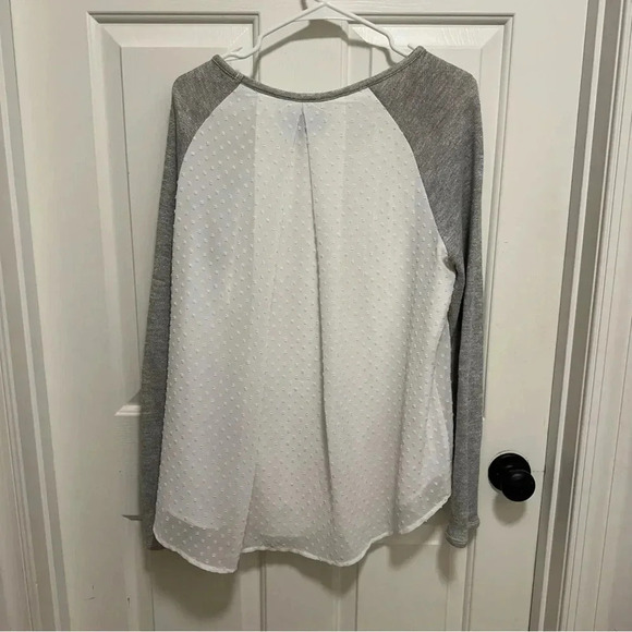 Anthropologie Sunday in Brooklyn Swiss Dot White Gray Women’s top Size XL - Picture 2 of 4